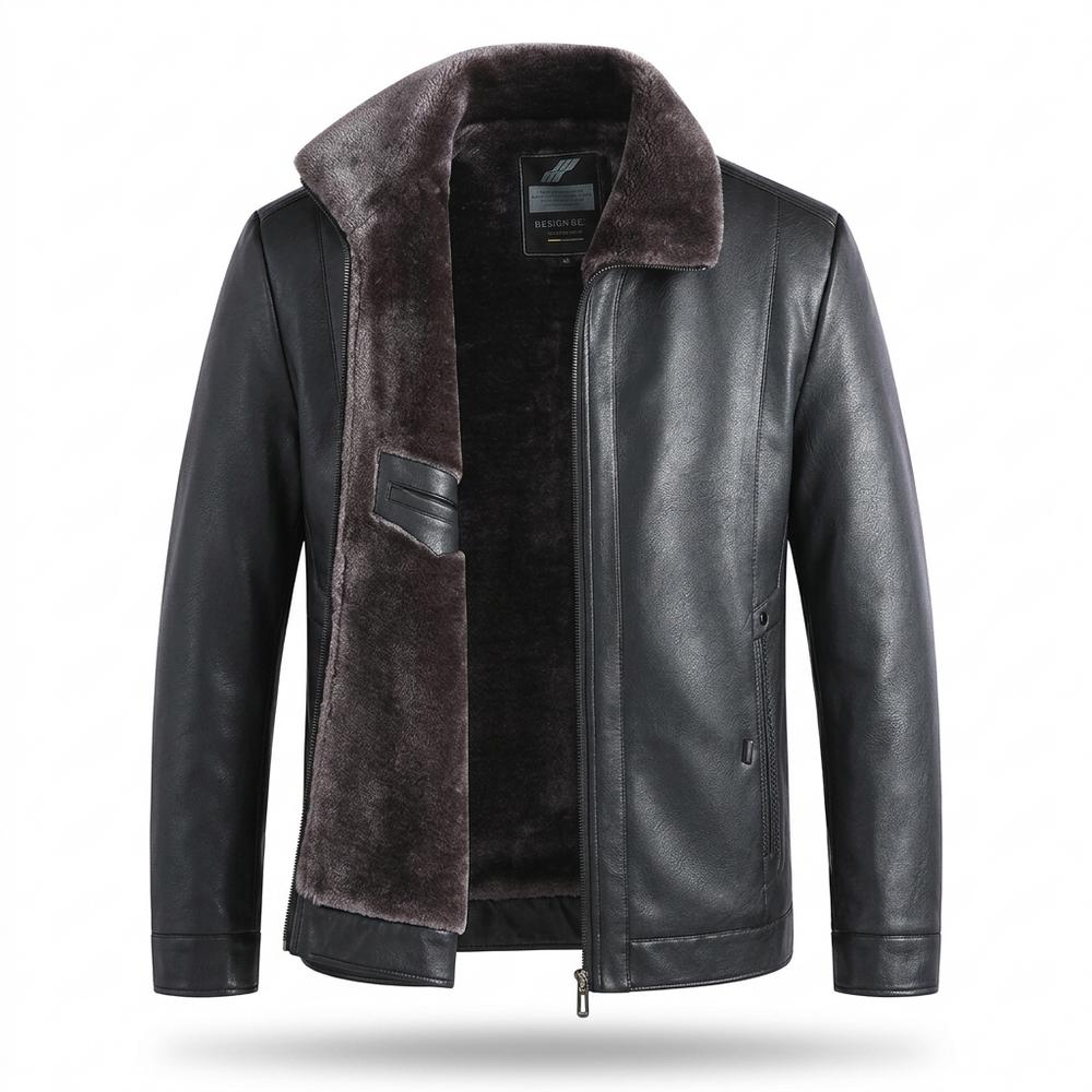 Lederjacken Outlet24 - Lezor | Gefütterte Reißverschluss Lederjacke Herren
