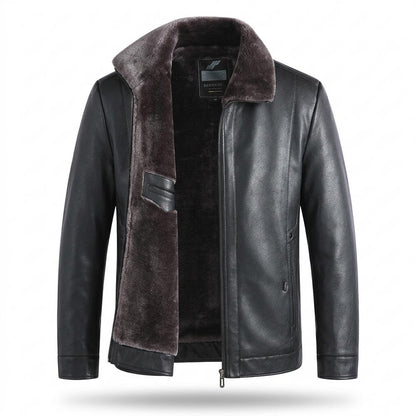 Lederjacken Outlet24 - Lezor | Gefütterte Reißverschluss Lederjacke Herren