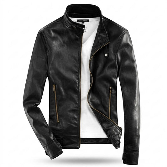 Lederjacken Outlet24 - Cahun | Tailliert Asymmetrisch Lederjacke Herren