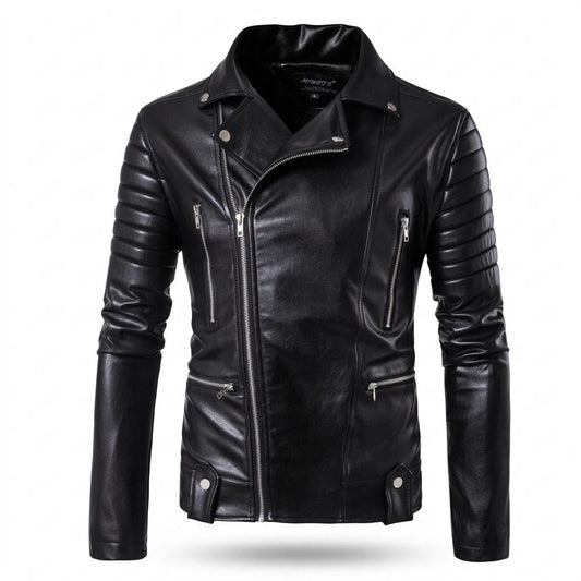 Lederjacken Outlet24 - Auful | Asymmetrisch Gesteppt Lederjacke Herren