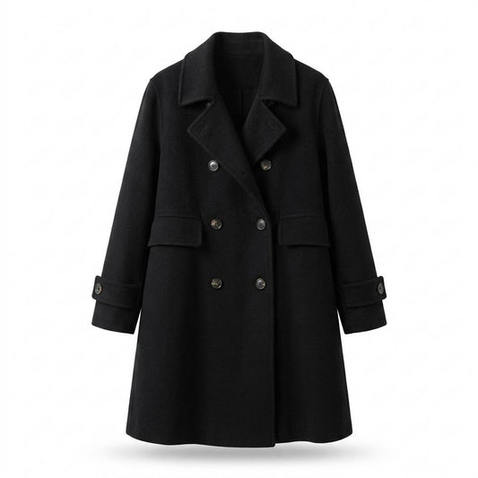 Lederjacken Outlet24 - Sefot | Zweireihiger Wollartiger Mantel Damen