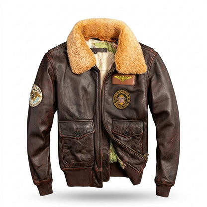 Lederjacken Outlet24 - Yuket | Gefüttert Bestickt Lederjacke Herren