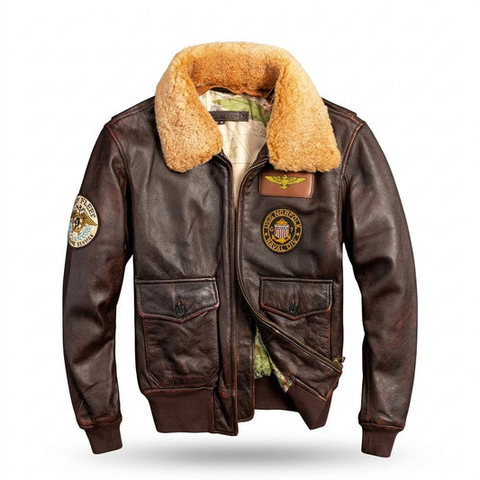 Lederjacken Outlet24 - Yuket | Gefüttert Bestickt Lederjacke Herren