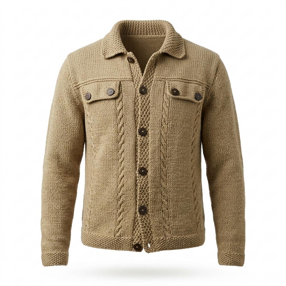 Lederjacken Outlet24 - Allar | Strukturiert Geknöpft Strickjacke Herren