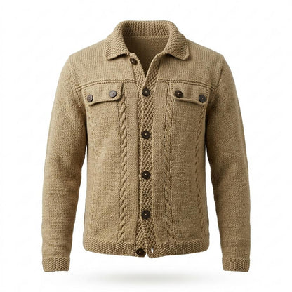 Lederjacken Outlet24 - Allar | Strukturiert Geknöpft Strickjacke Herren