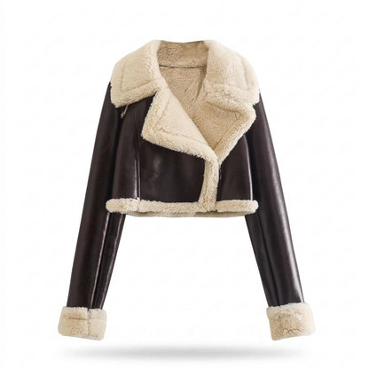 Lederjacken Outlet24 - Eigam | Gefüttert Kurzgeschnitten Lederjacke Damen
