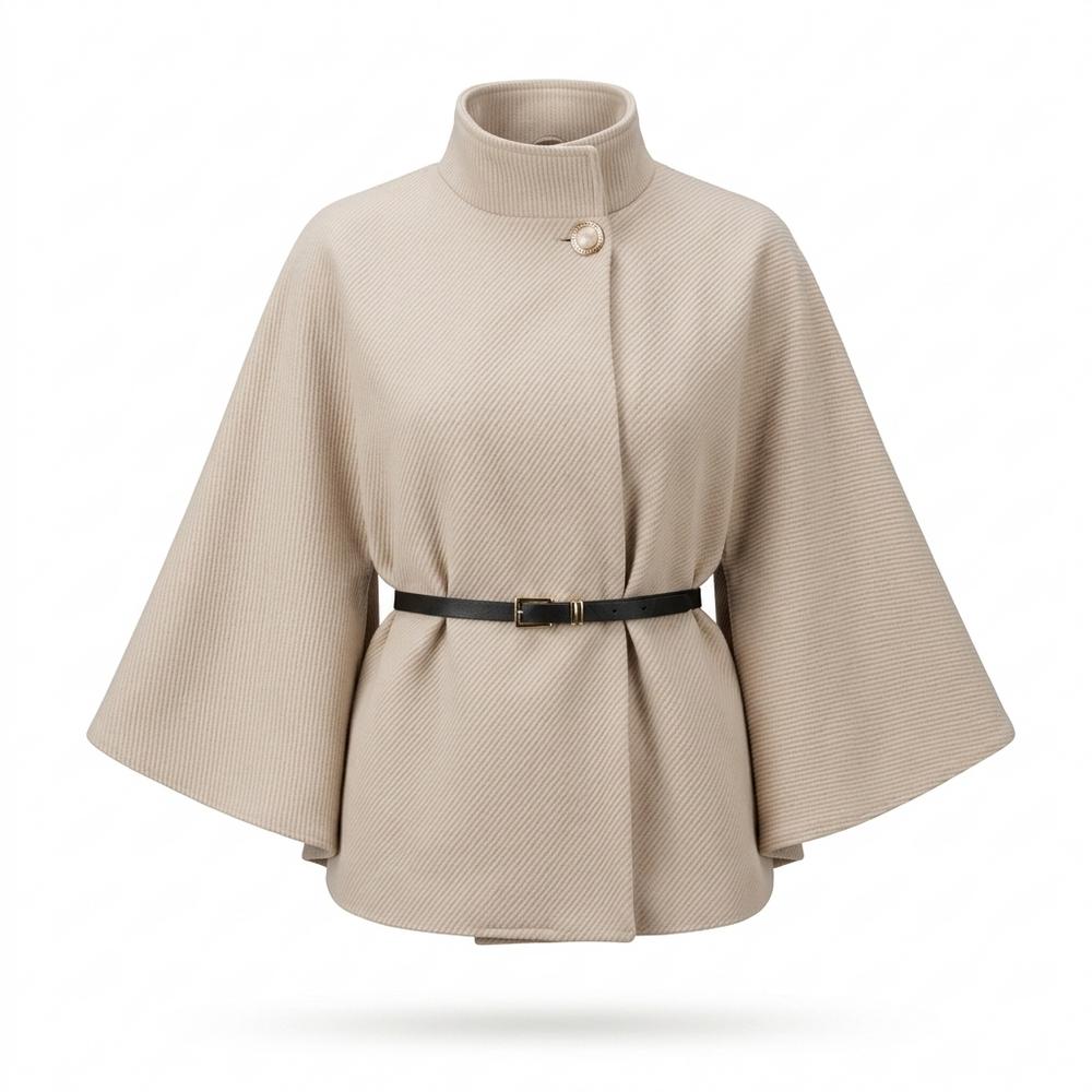 Lederjacken Outlet24 - Yepav | Hochgeschlossener Gerippter Mantel Damen