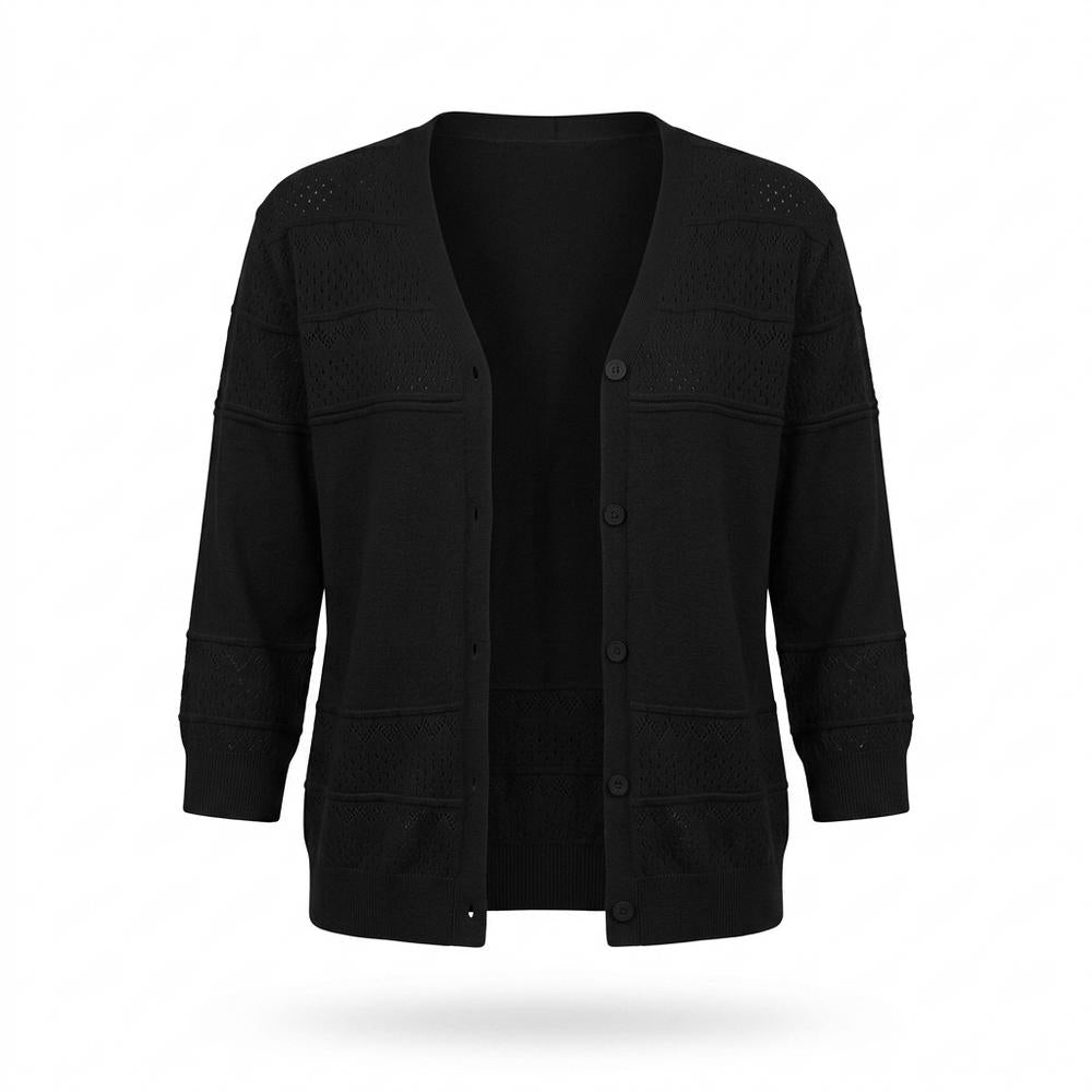 Lederjacken Outlet24 - Eitil | Geknöpft Strukturiert Cardigan Damen