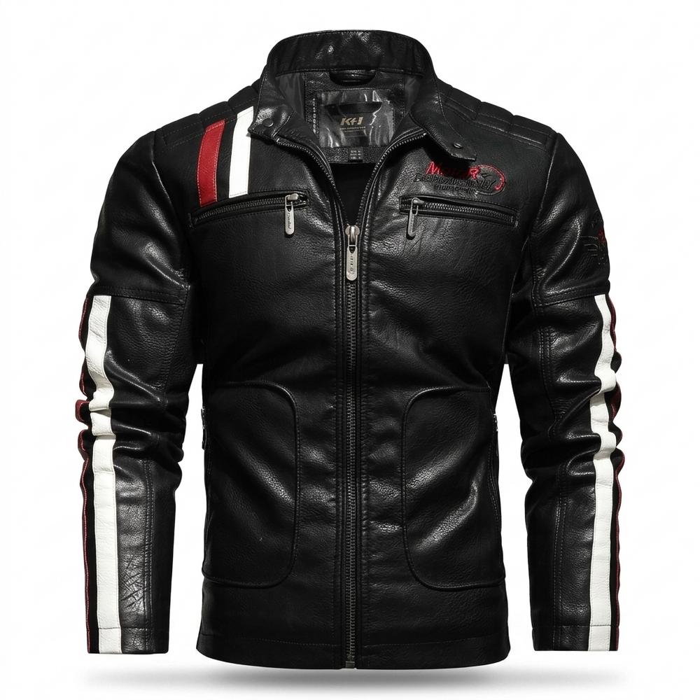 Lederjacken Outlet24 - Takuk | Gestreift Tailliert Lederjacke Herren
