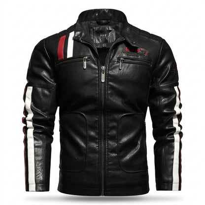 Lederjacken Outlet24 - Takuk | Gestreift Tailliert Lederjacke Herren