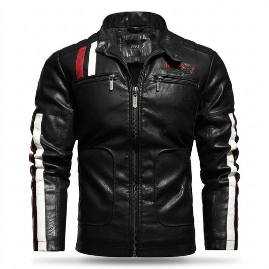 Lederjacken Outlet24 - Takuk | Gestreift Tailliert Lederjacke Herren