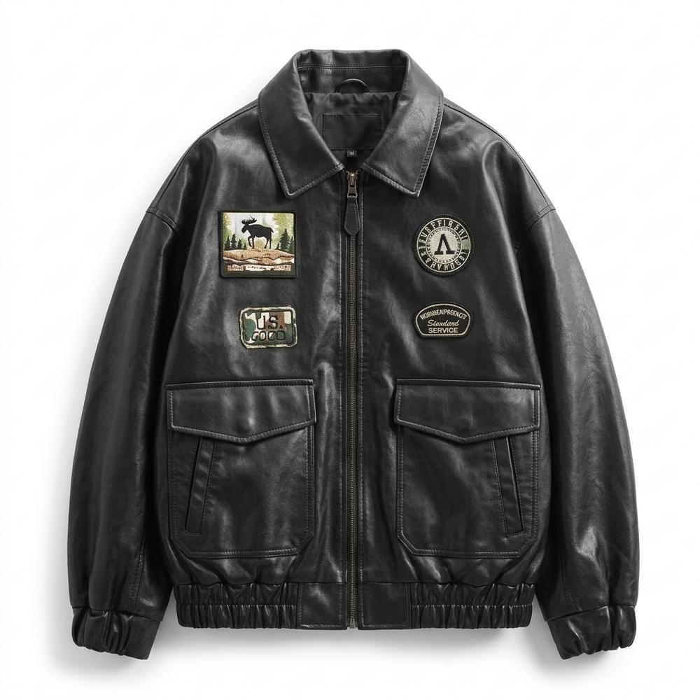 Lederjacken Outlet24 - Cumad | Gepatcht Gefüttert Lederjacke Herren