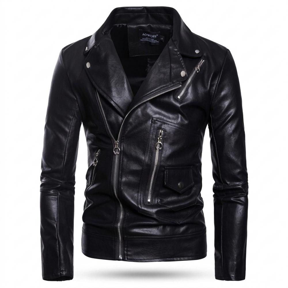 Lederjacken Outlet24 - Yotak | Asymmetrisch Tailliert Lederjacke Herren