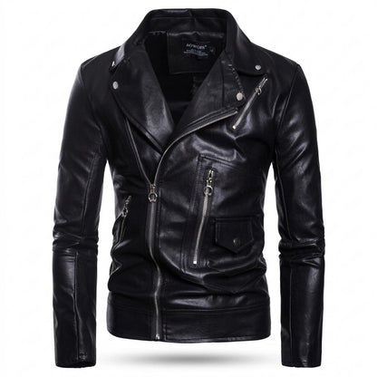 Lederjacken Outlet24 - Yotak | Asymmetrisch Tailliert Lederjacke Herren