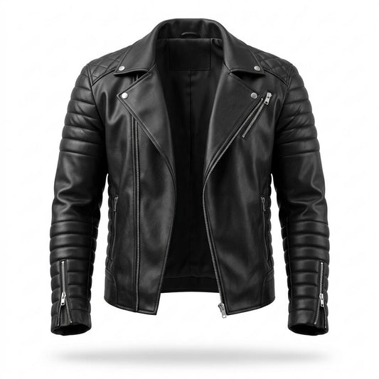 Lederjacken Outlet24 - Yerek | Gesteppt Asymmetrisch Lederjacke Herren