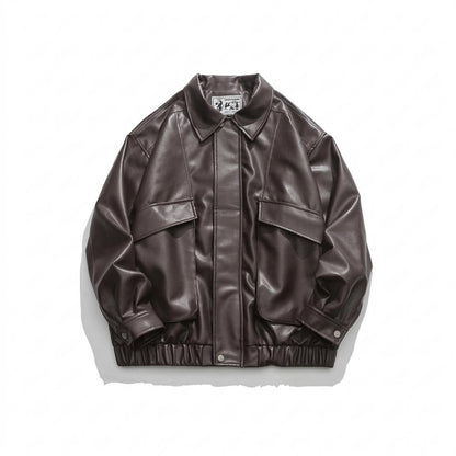 Lederjacken Outlet24 - Dulik | Gefütterte Kastig Geschnittene Lederjacke Unisex