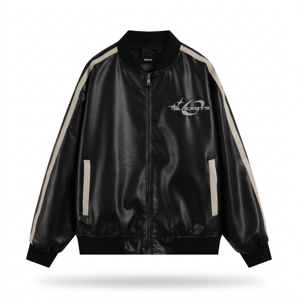 Lederjacken Outlet24 - Yuzel | Glänzend Gestreift Lederjacke Unisex