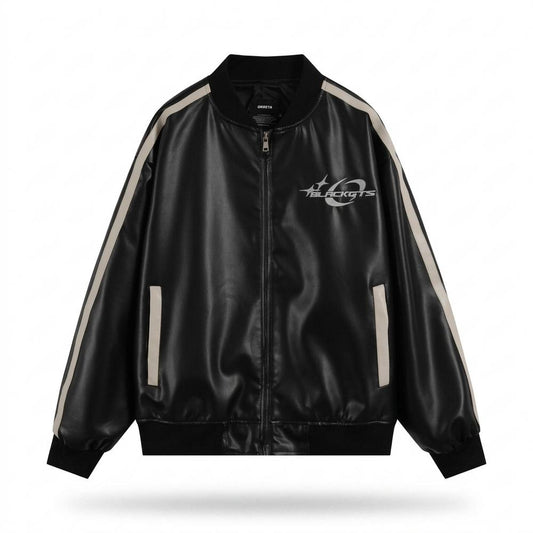 Lederjacken Outlet24 - Yuzel | Glänzend Gestreift Lederjacke Unisex