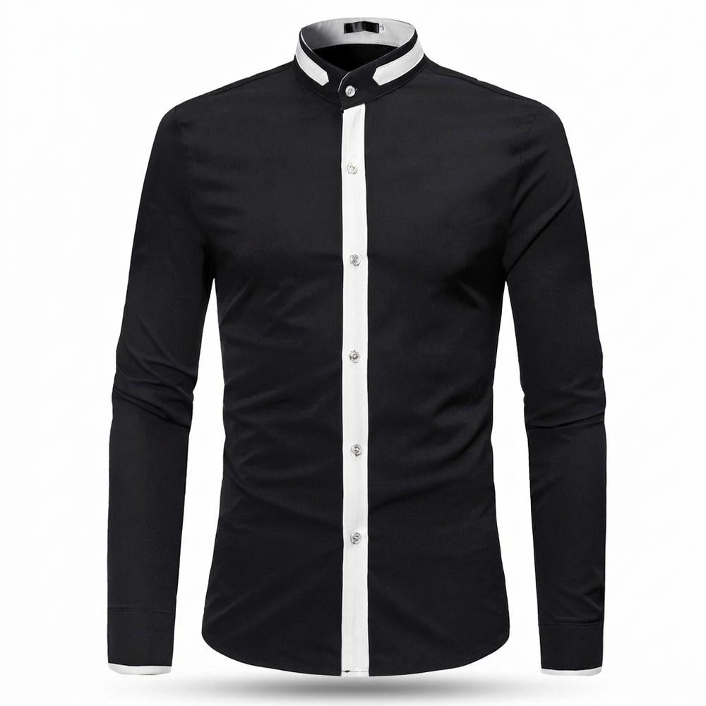 Lederjacken Outlet24 - Malom | Tailliert Kontrastfarben Hemd Herren