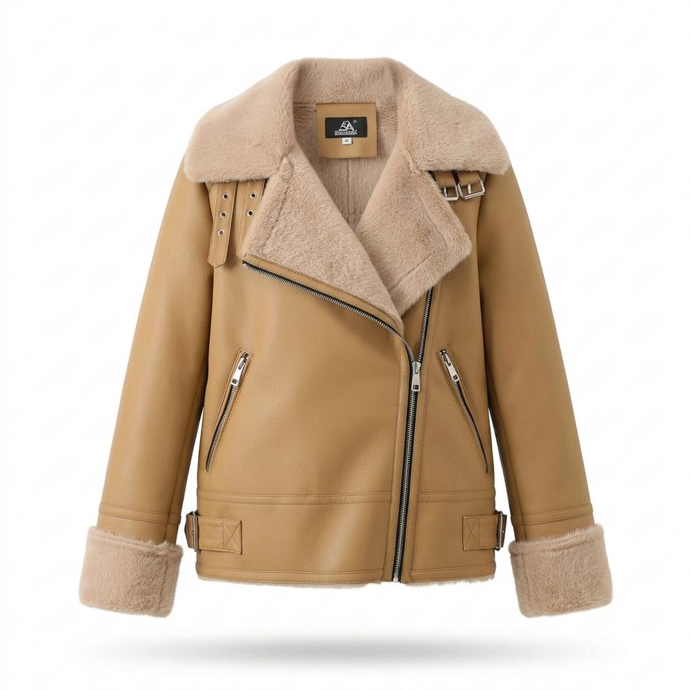 Lederjacken Outlet24 - Cekov | Gefüttert Asymmetrisch Lederjacke Damen
