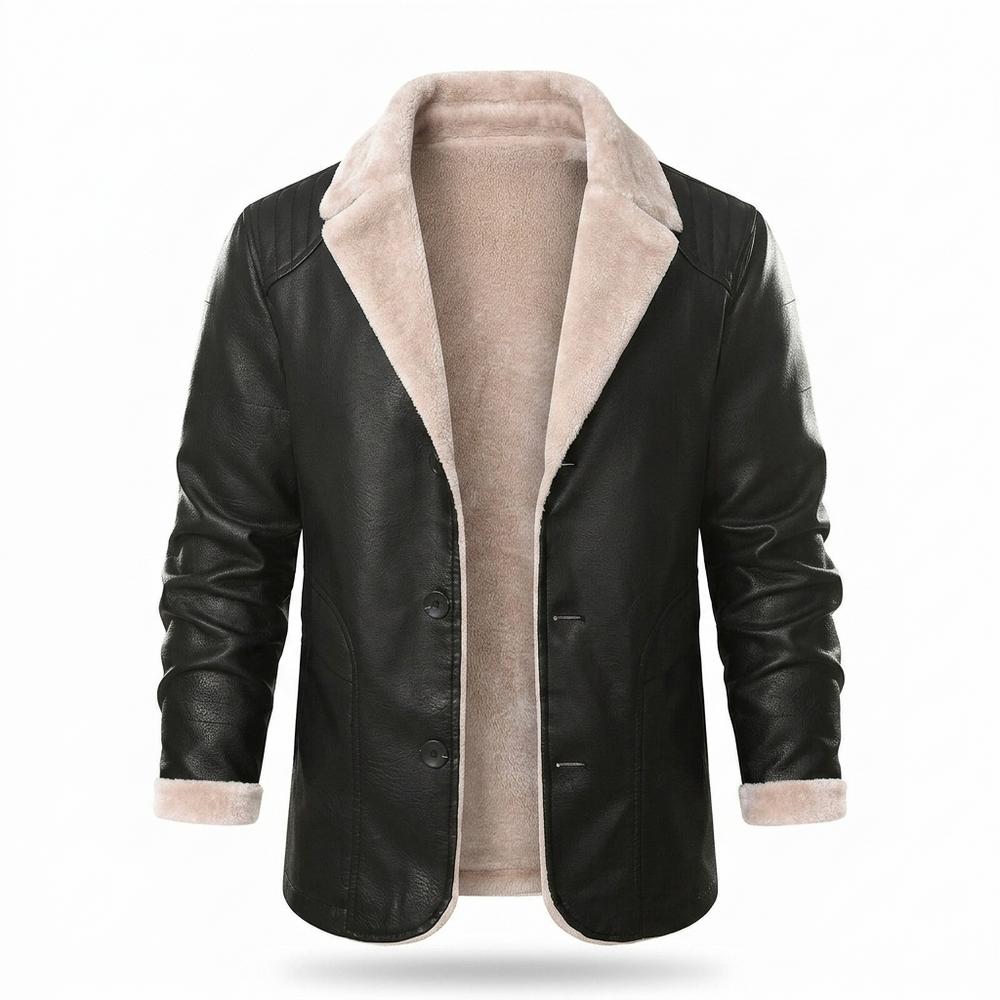 Lederjacken Outlet24 - Masil | Gefütterte Geknöpfte Lederjacke Herren
