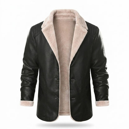 Lederjacken Outlet24 - Masil | Gefütterte Geknöpfte Lederjacke Herren