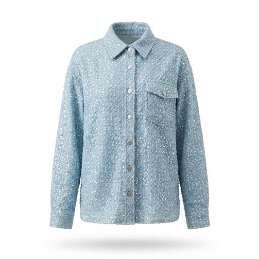 Lederjacken Outlet24 - Cotet | Strukturierte Paillettenbesetzte Jacke Damen