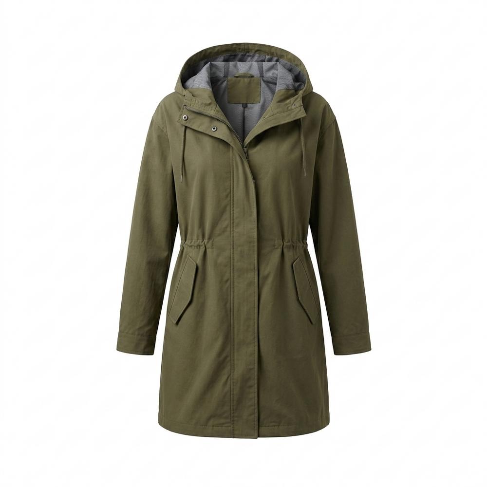 Lederjacken Outlet24 - Kanet | Langgeschnittener Kapuzen- Mantel Damen