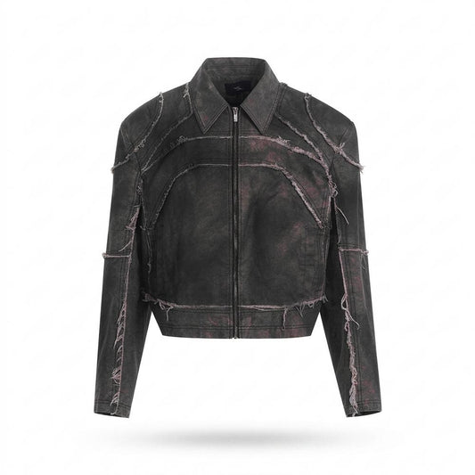 Lederjacken Outlet24 - Zuhut | Dekonstruiert Kurzgeschnitten Lederjacke Unisex