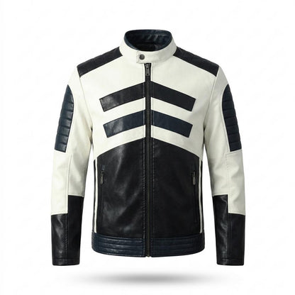 Lederjacken Outlet24 - Dalam | Farbblockiert Gesteppt Lederjacke Herren