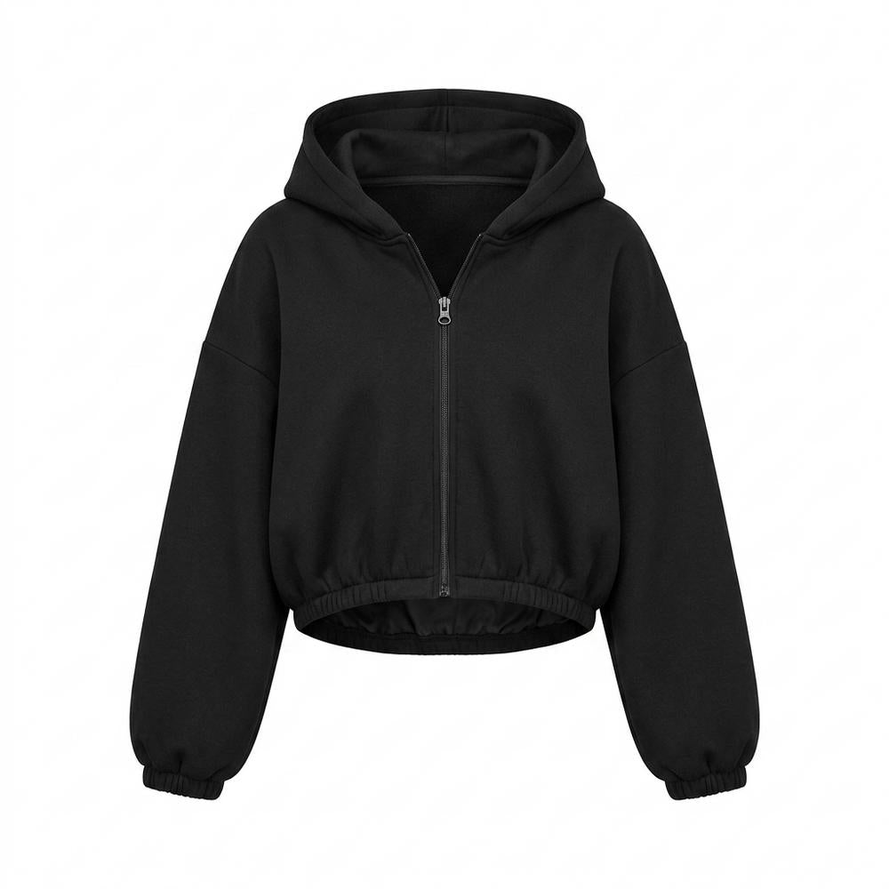 Lederjacken Outlet24 - Yohak | Kurzgeschnitten Weitärmlig Hoodie Damen