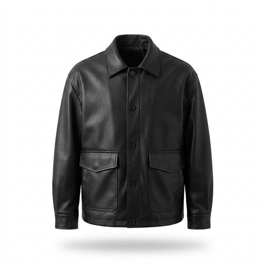 Lederjacken Outlet24 - Yozur | Locker Geschnittene Geknöpfte Lederjacke Herren