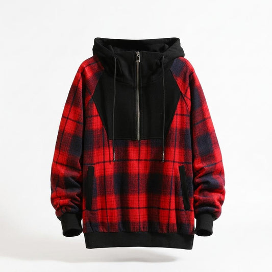 Lederjacken Outlet24 - Yurel | Kariert Zweifarbig Hoodie Herren