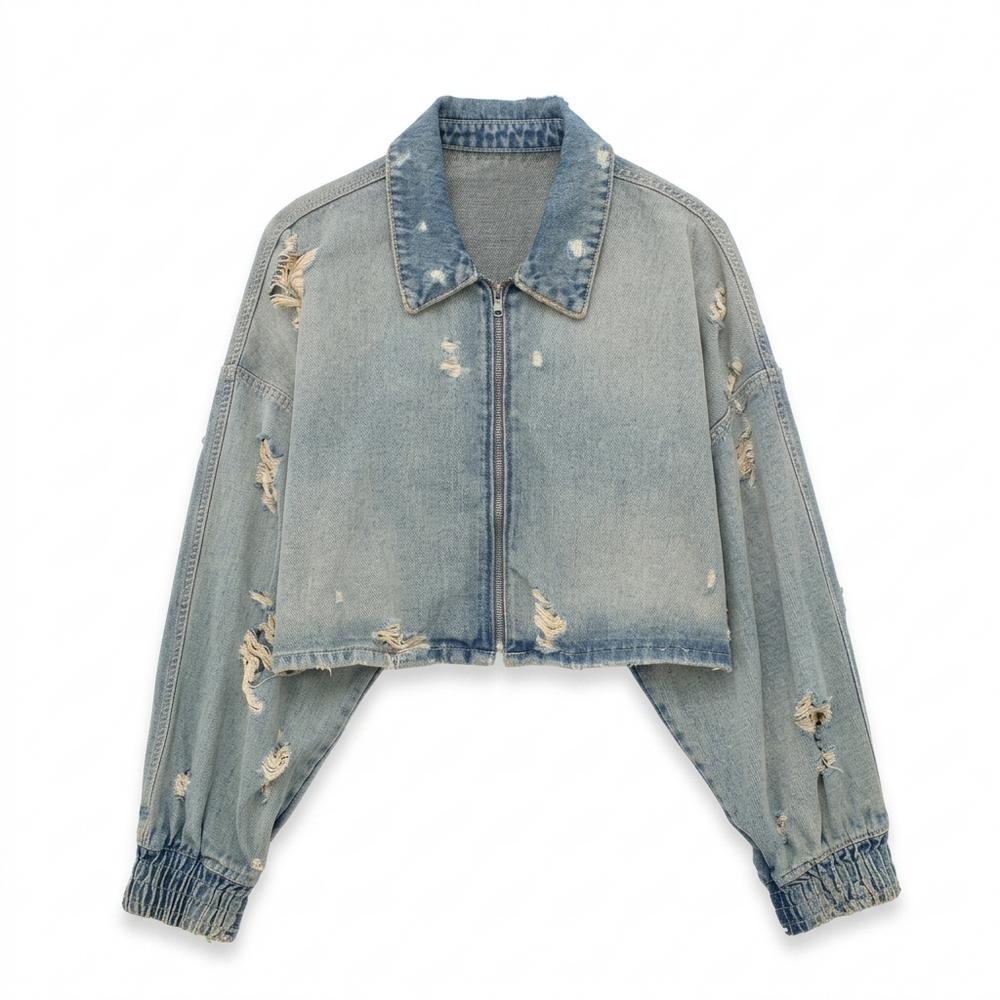 Lederjacken Outlet24 - Ratav | Zerrissene Kurzgeschnittene Jacke Unisex