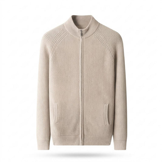 Lederjacken Outlet24 - Aefed | Gerippte Reißverschluss Strickjacke Herren