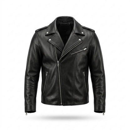 Lederjacken Outlet24 - Lifok | Asymmetrisch Geknöpft Lederjacke Herren