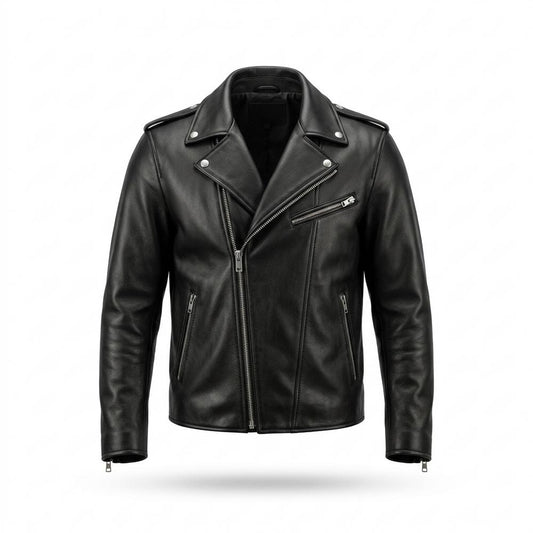 Lederjacken Outlet24 - Lifok | Asymmetrisch Geknöpft Lederjacke Herren