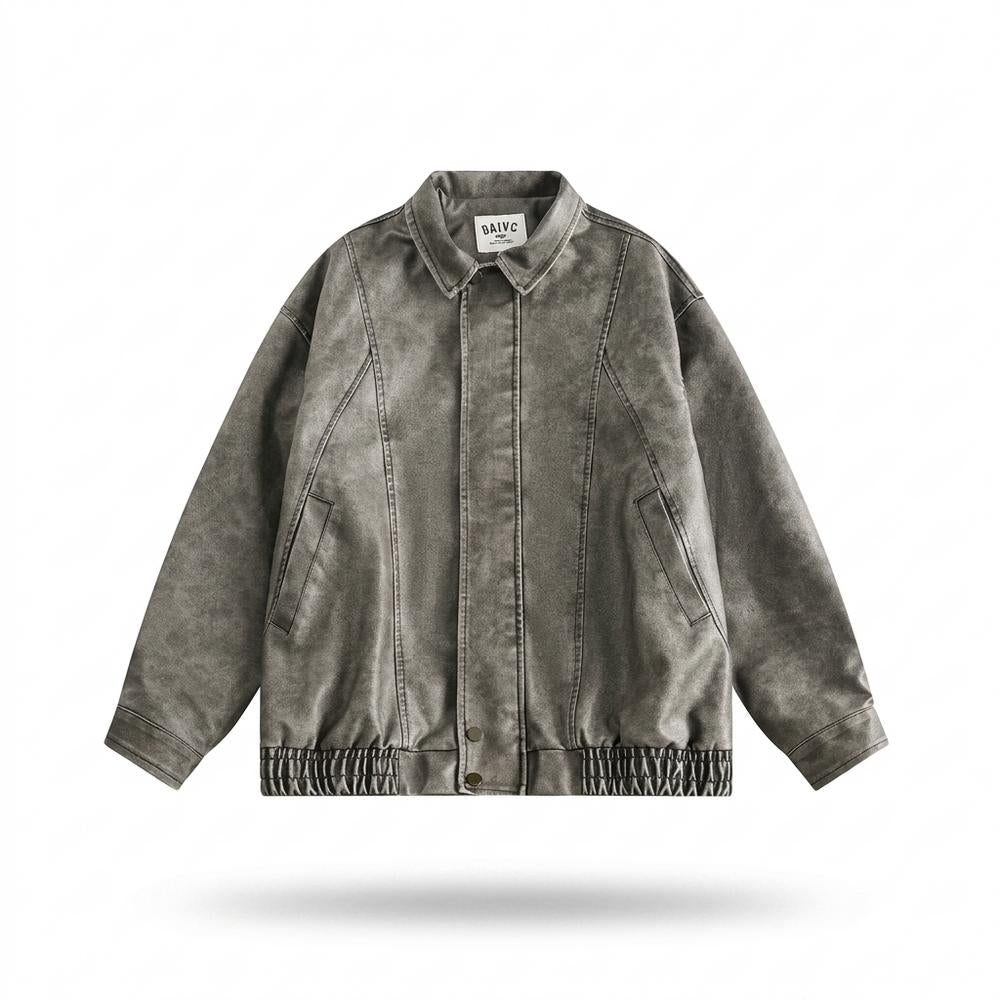 Lederjacken Outlet24 - Torek | Verwaschen Kastig Lederjacke Unisex