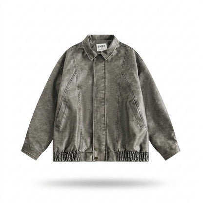Lederjacken Outlet24 - Torek | Verwaschen Kastig Lederjacke Unisex