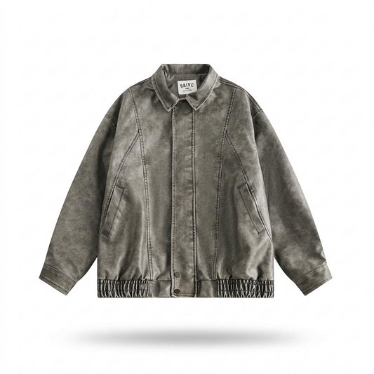 Lederjacken Outlet24 - Torek | Verwaschen Kastig Lederjacke Unisex
