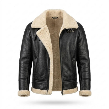Lederjacken Outlet24 - Kunov | Breitkragige Gefütterte Lederjacke Herren