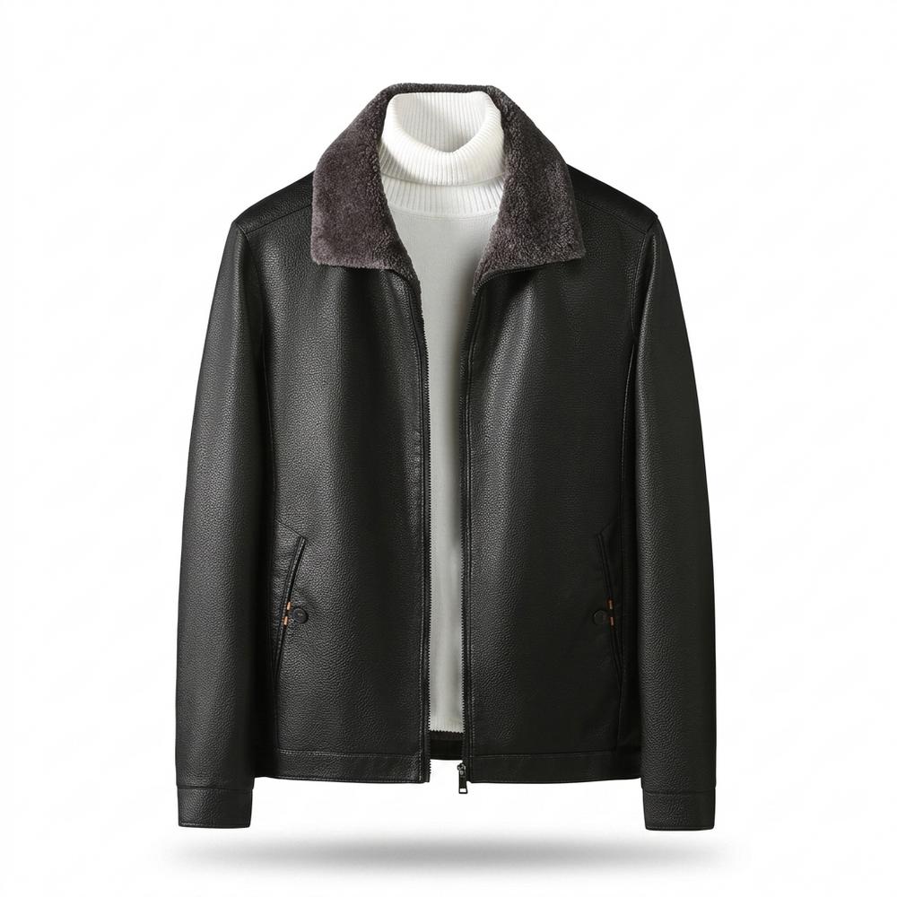 Lederjacken Outlet24 - Cozun | Gefüttert Strukturiert Lederjacke Herren