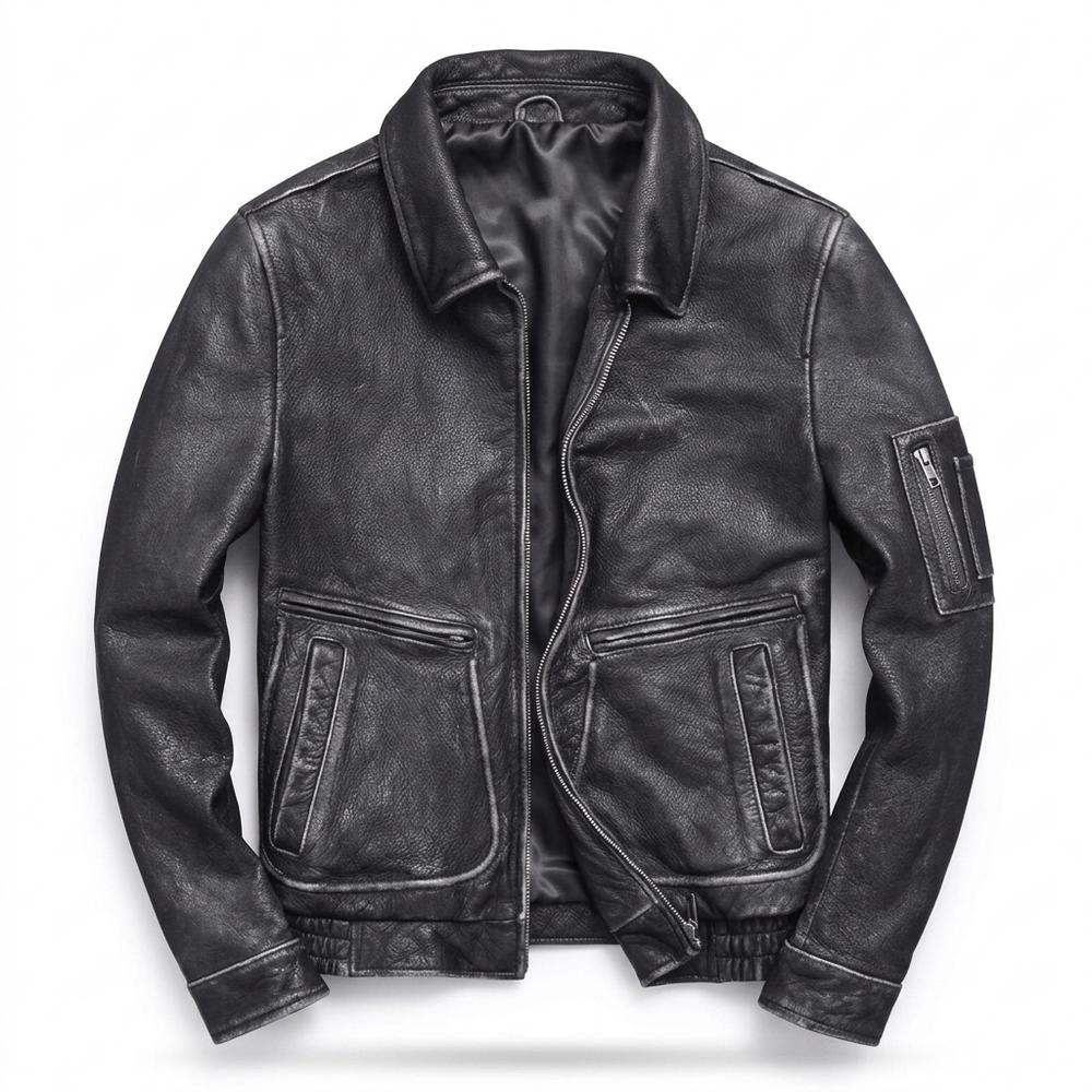 Lederjacken Outlet24 - Kavan | Gekörnt Gefüttert Lederjacke Herren