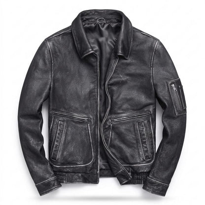 Lederjacken Outlet24 - Kavan | Gekörnt Gefüttert Lederjacke Herren