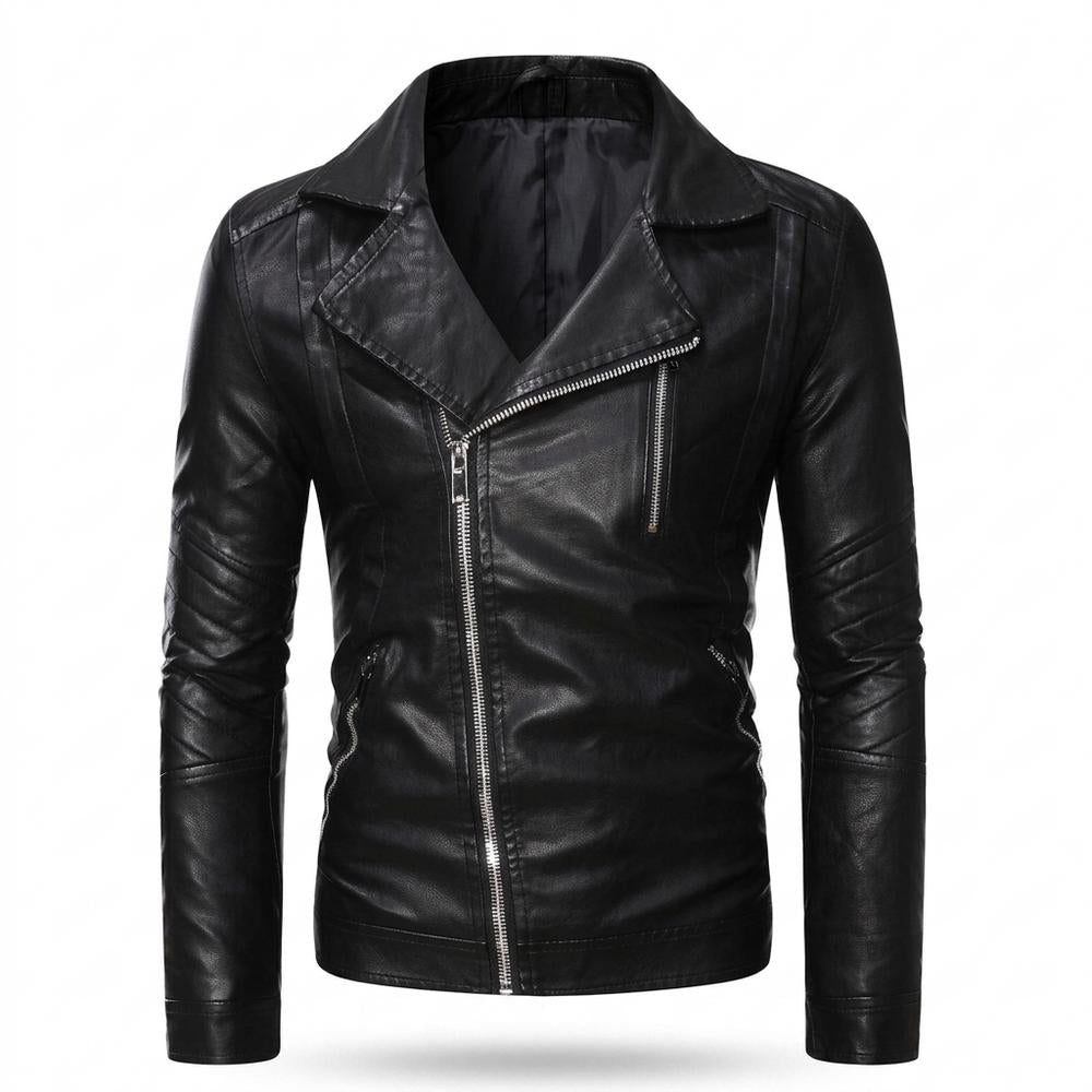 Lederjacken Outlet24 - Zafod | Asymmetrisch Tailliert Lederjacke Herren