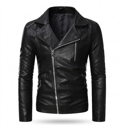 Lederjacken Outlet24 - Zafod | Asymmetrisch Tailliert Lederjacke Herren