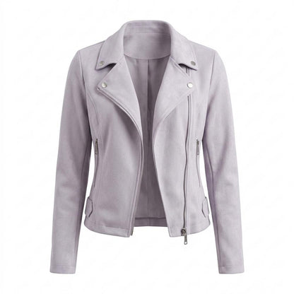 Lederjacken Outlet24 - Dasiv | Tailliert Asymmetrisch Wildleder-Jacke Damen