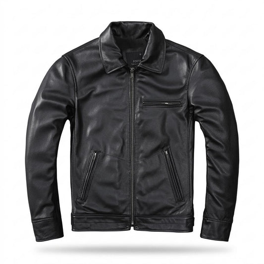 Lederjacken Outlet24 - Aovur | Reißverschluss Gefütterte Lederjacke Herren