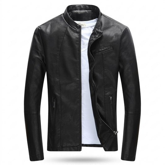 Lederjacken Outlet24 - Aesis | Taillierte Kurzkragige Lederjacke Herren