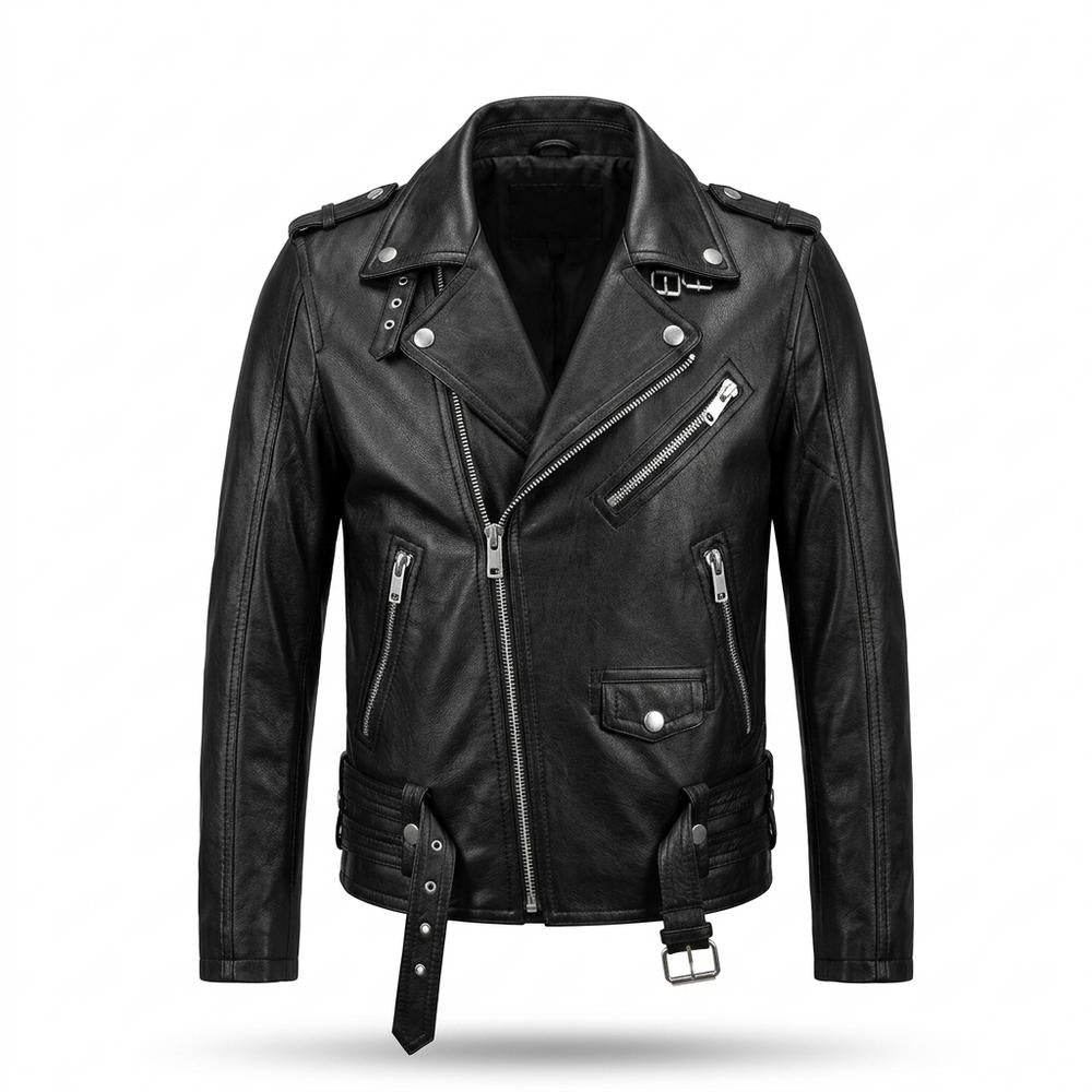 Lederjacken Outlet24 - Sidok | Asymmetrische Taillierte Lederjacke Herren